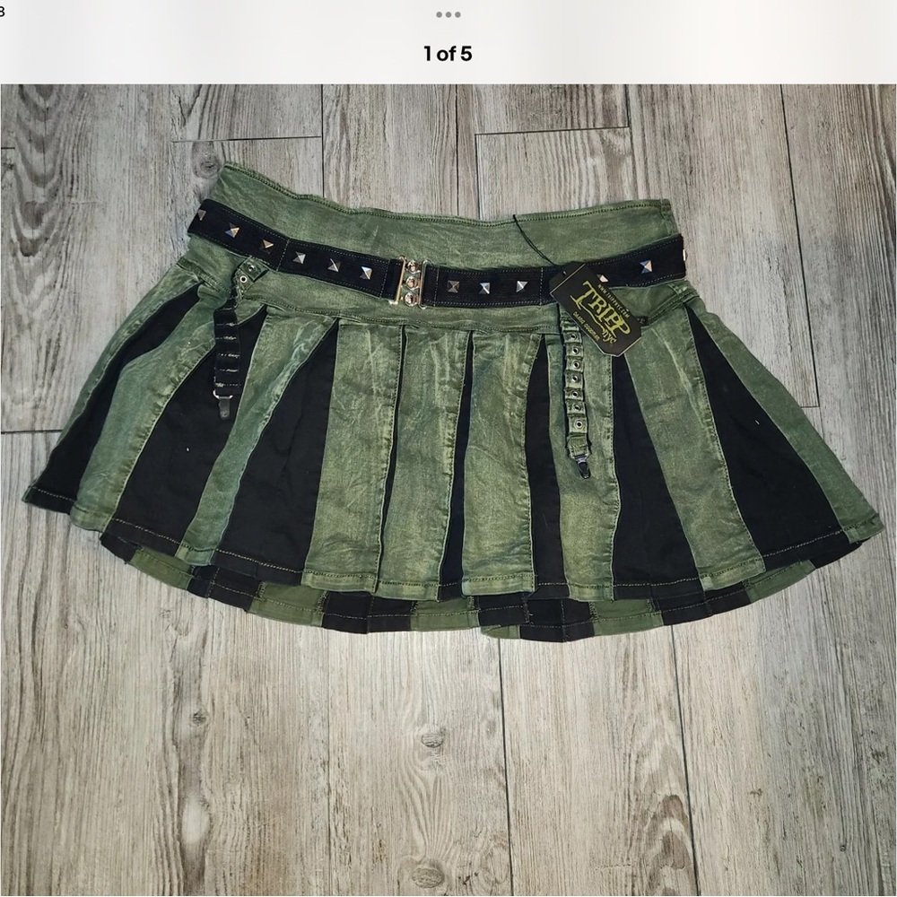 Tripp NYC Denim Pleated zip up, Militia/Army Skirt. Daang Goodman, NWT. 3 xl